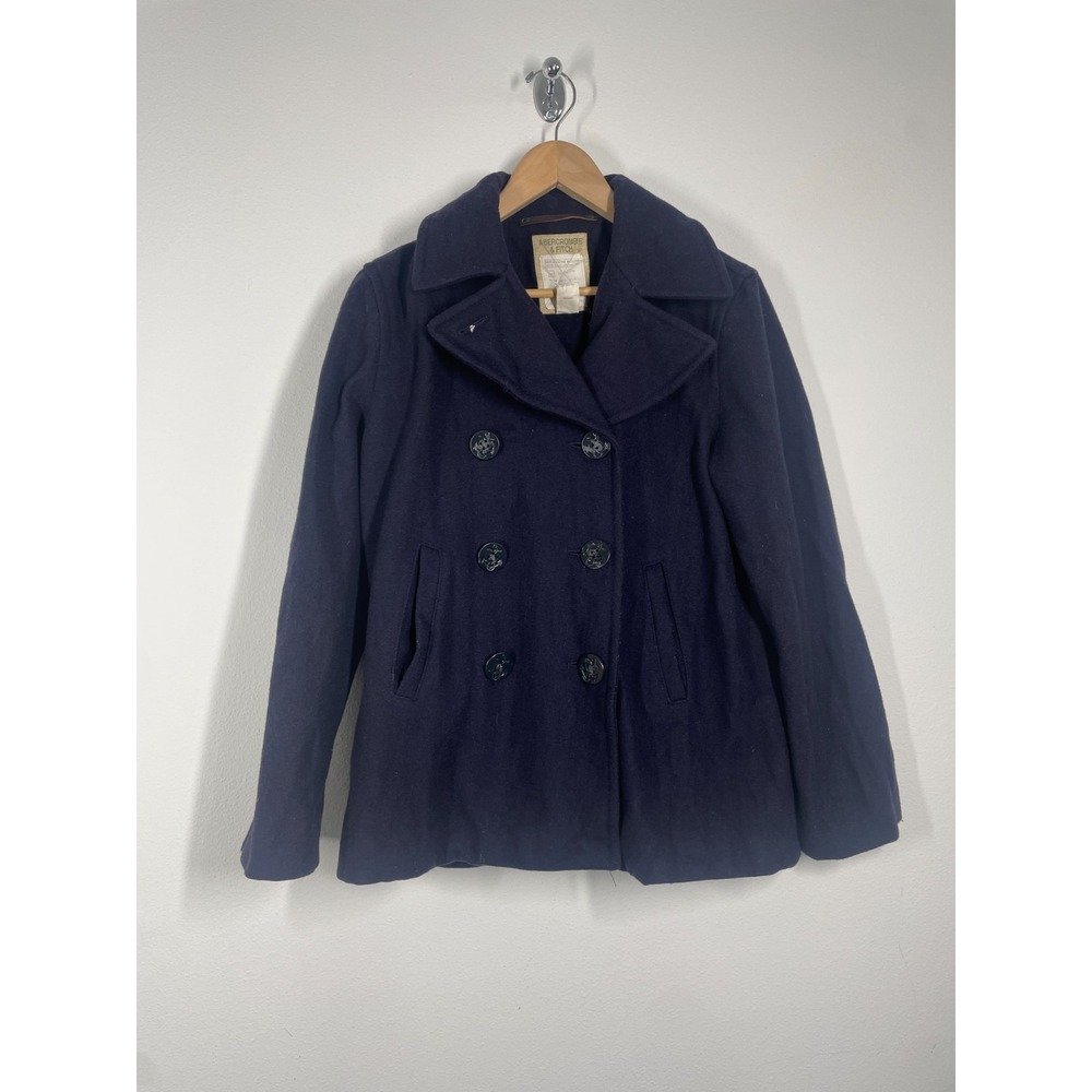 Abercrombie & Fitch Peacoat Jacket Women M Dark Blue Wool Blend Heritage Classic